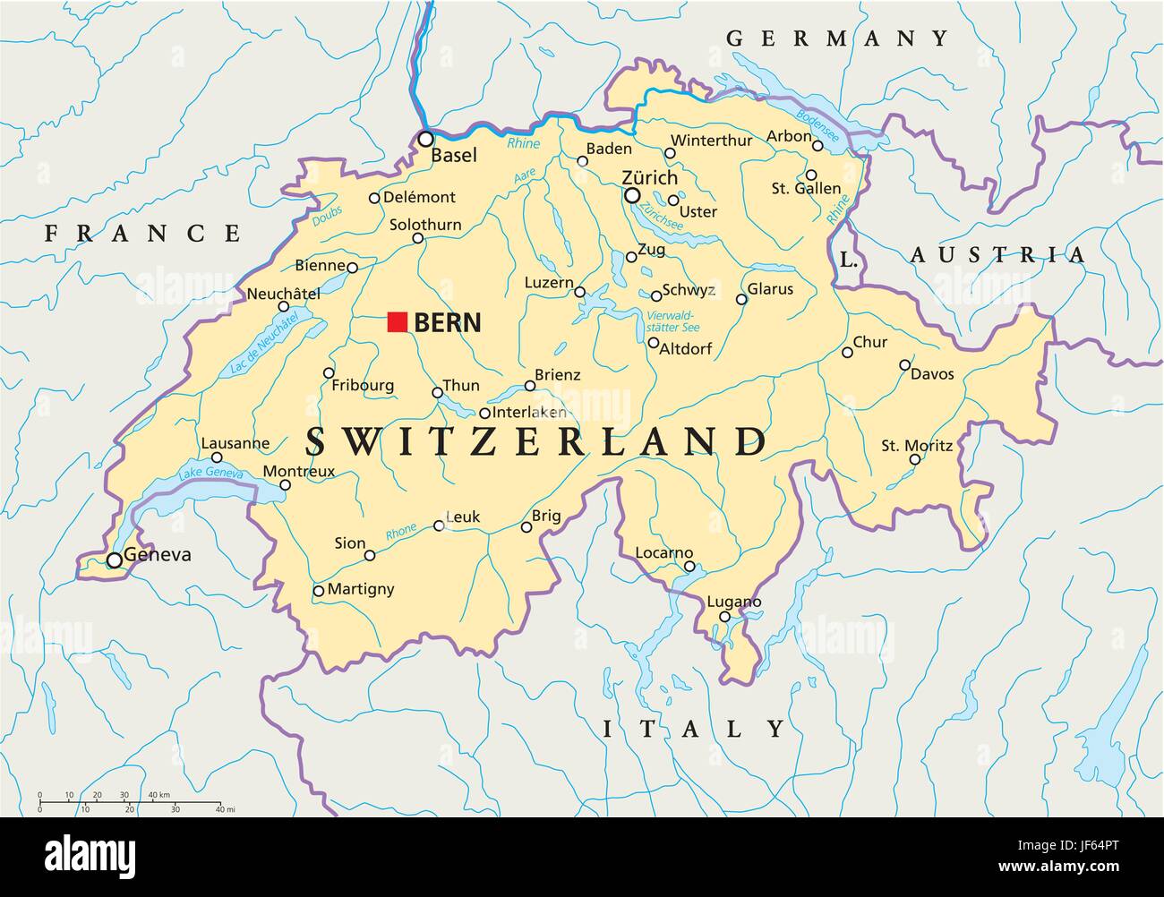 alps, switzerland, zurich, swiss, map, atlas, map of the world, bern, rhine, Stock Vector