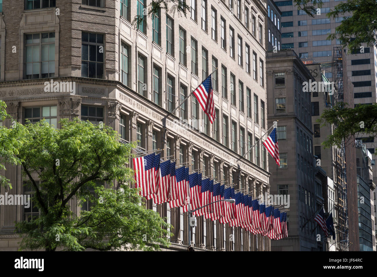 American Flags at Saks Fifth Avenue, NYC, USA Stock Photo - Alamy