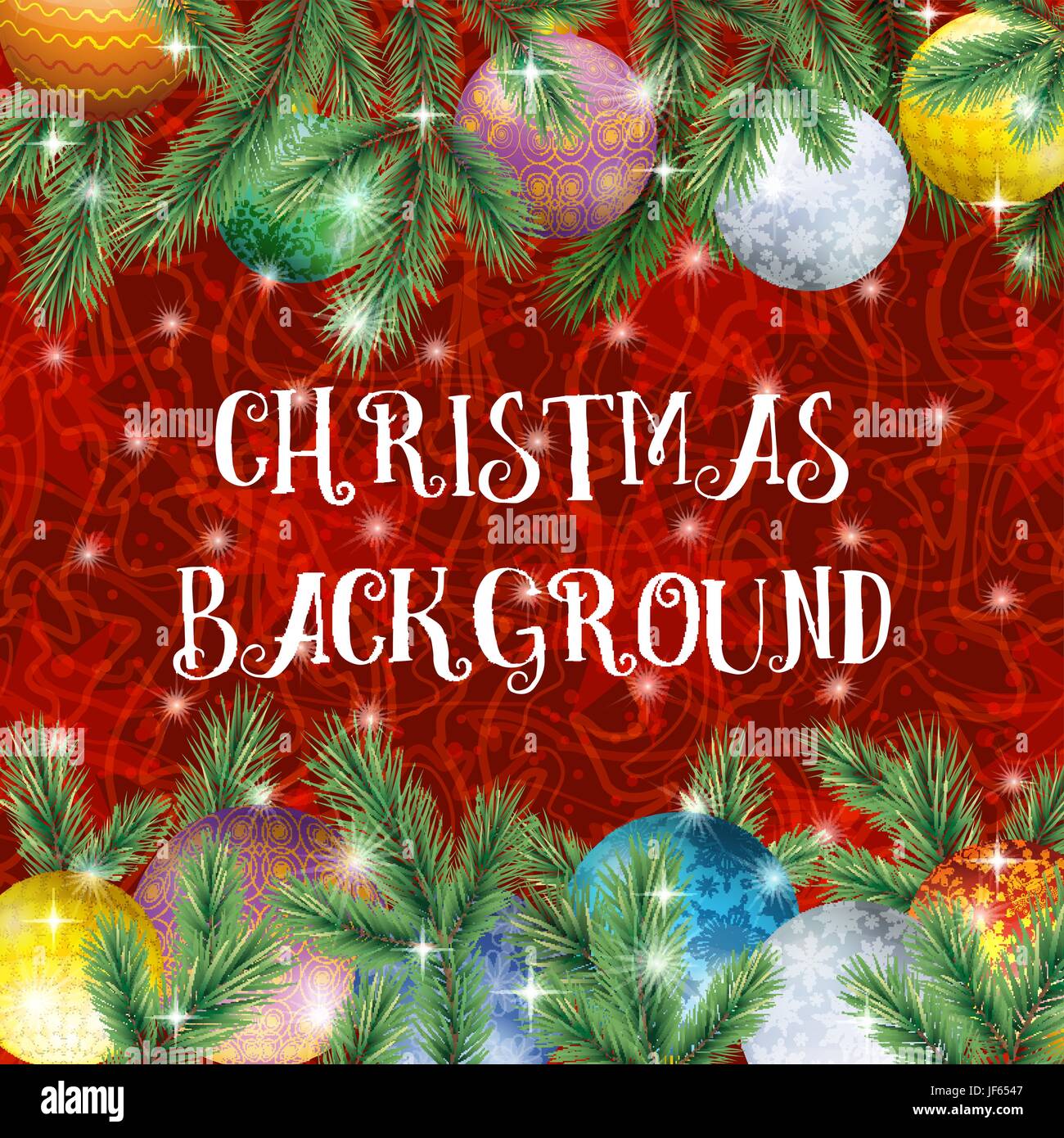Christmas Background with Fir and Balls Stock Vector Image & Art - Alamy