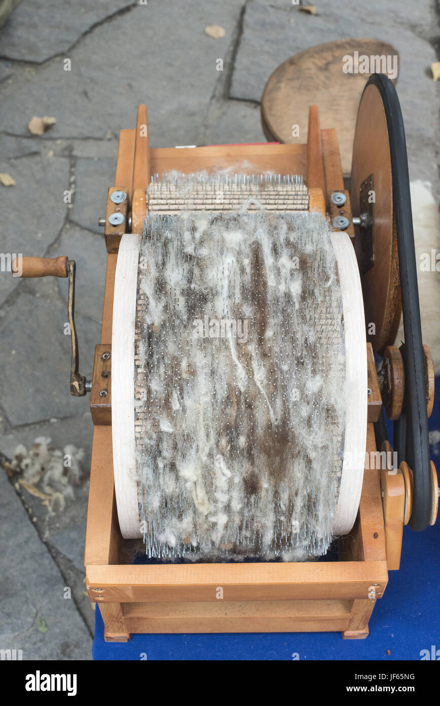 Manual processing of wool Stock Photo - Alamy