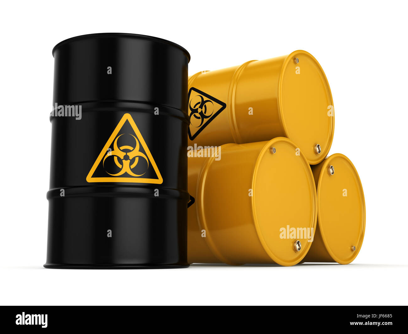 3D rendering biohazard barrels Stock Photo - Alamy