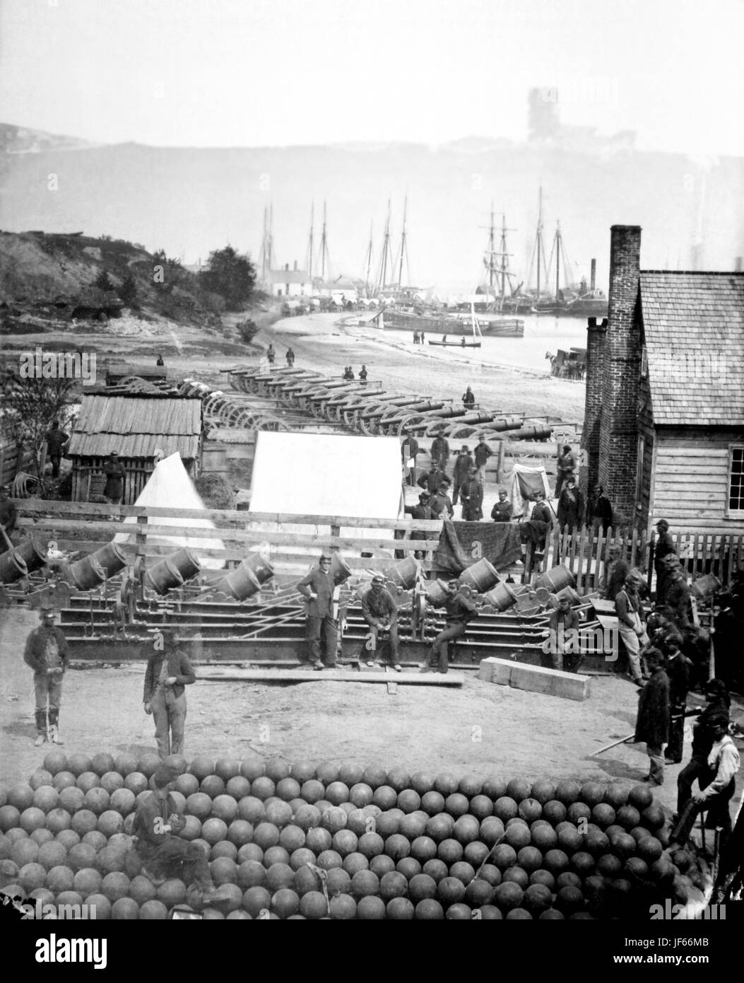 Arms depot, City Point, view in 1864. From the Mathew Brady Collection