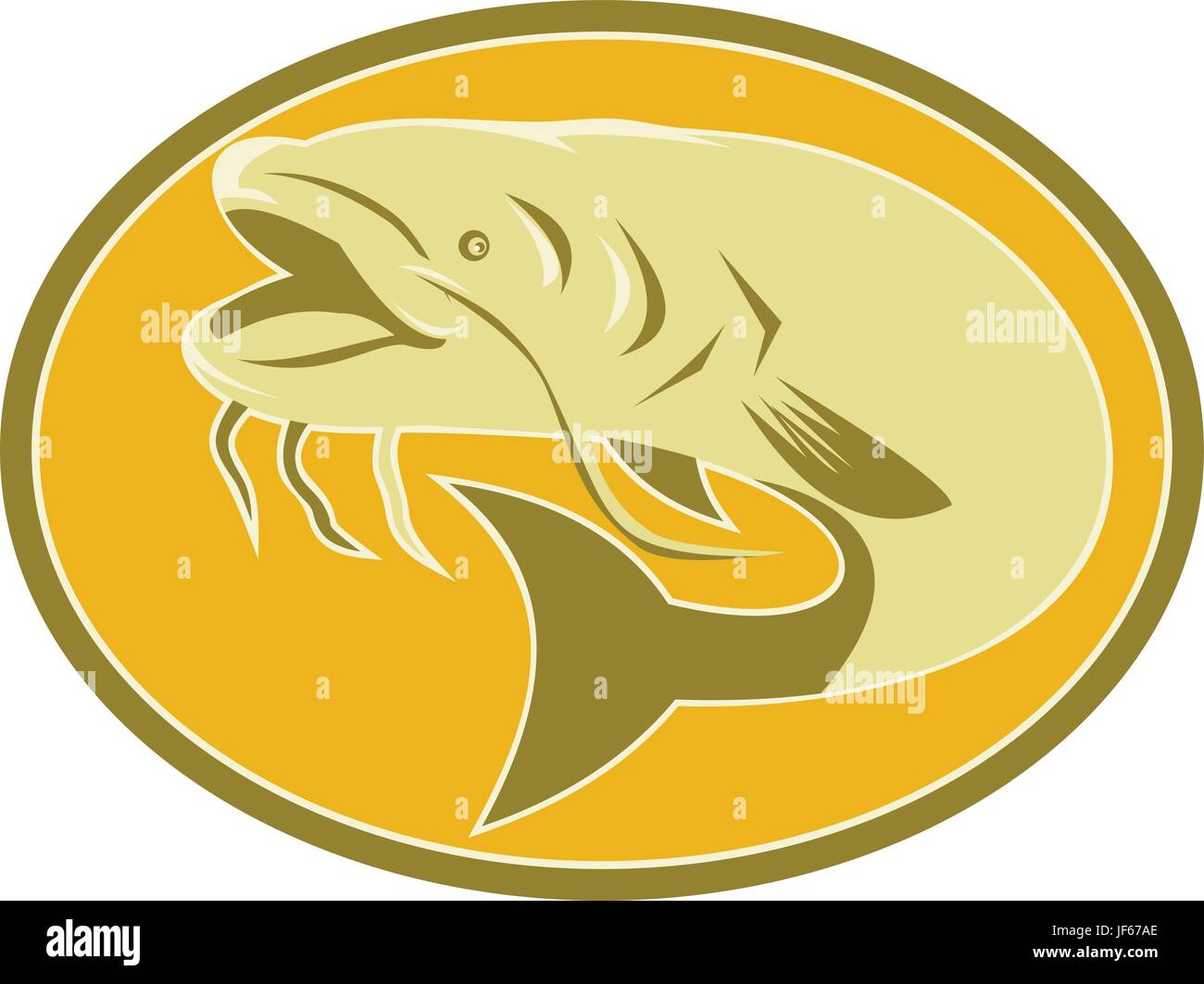 Sport Baseball Team Emblem Mud Catfish Logo Stock Vector