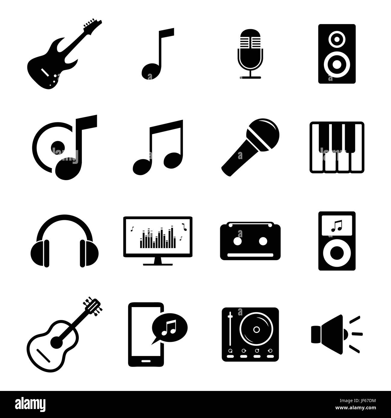 music, sound, guitar, technology, audio, icons, pictogram, symbol Stock