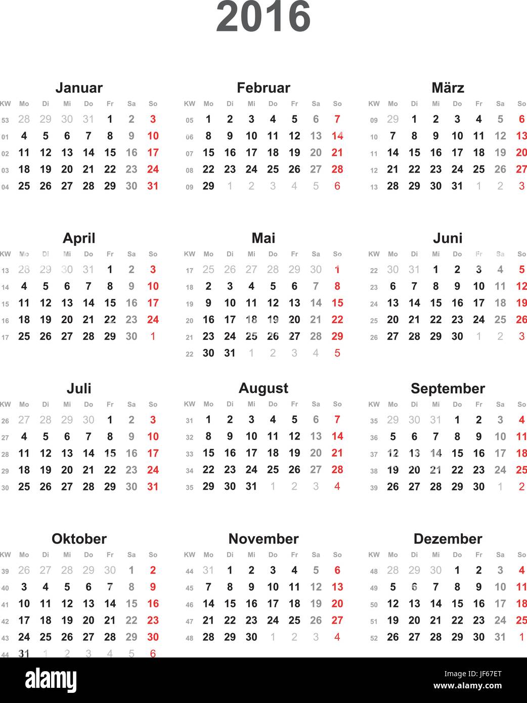Kalender mit kalenderwochen hi-res stock photography and images - Alamy