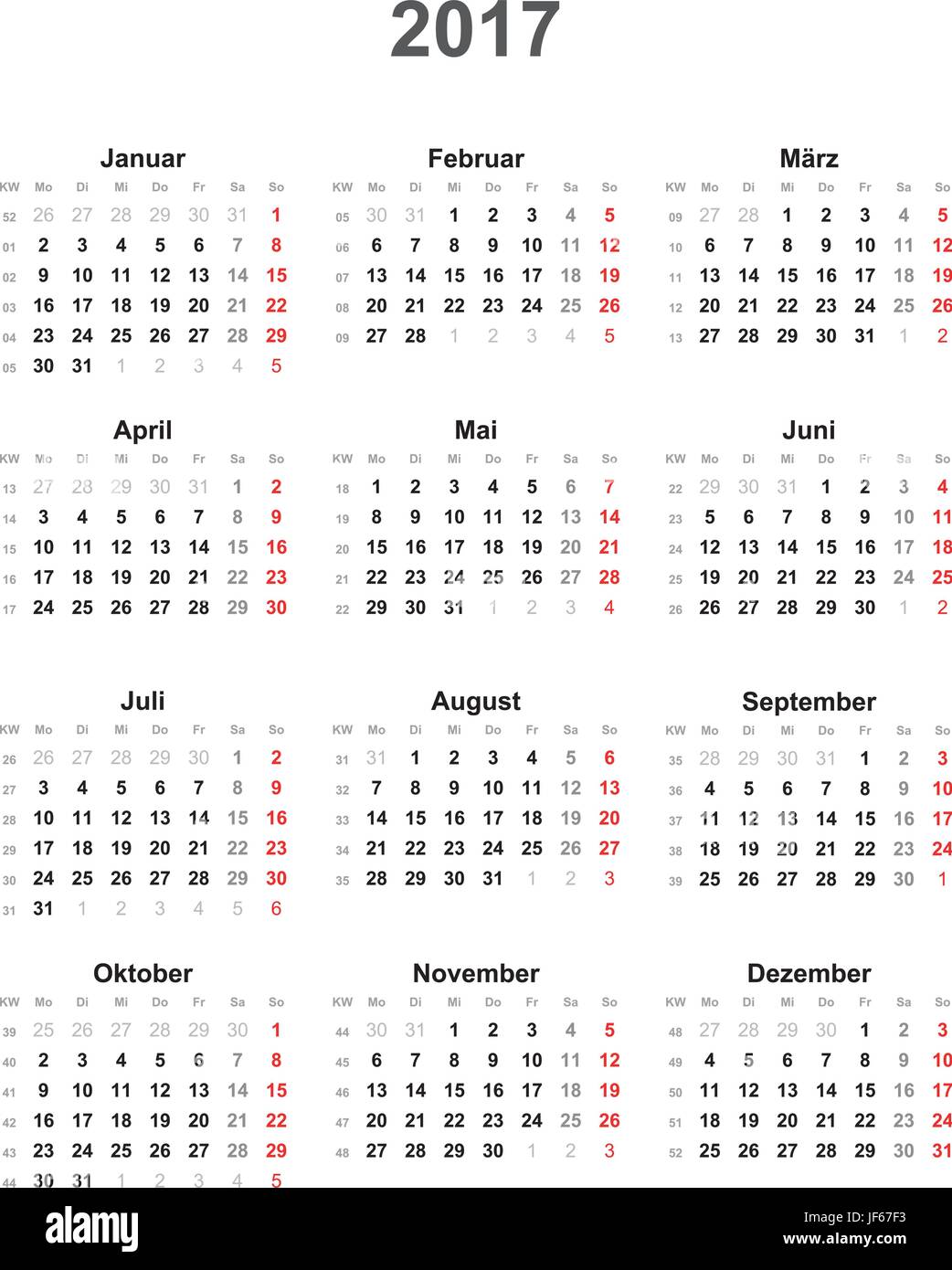 Kalender mit kalenderwochen hi-res stock photography and images - Alamy