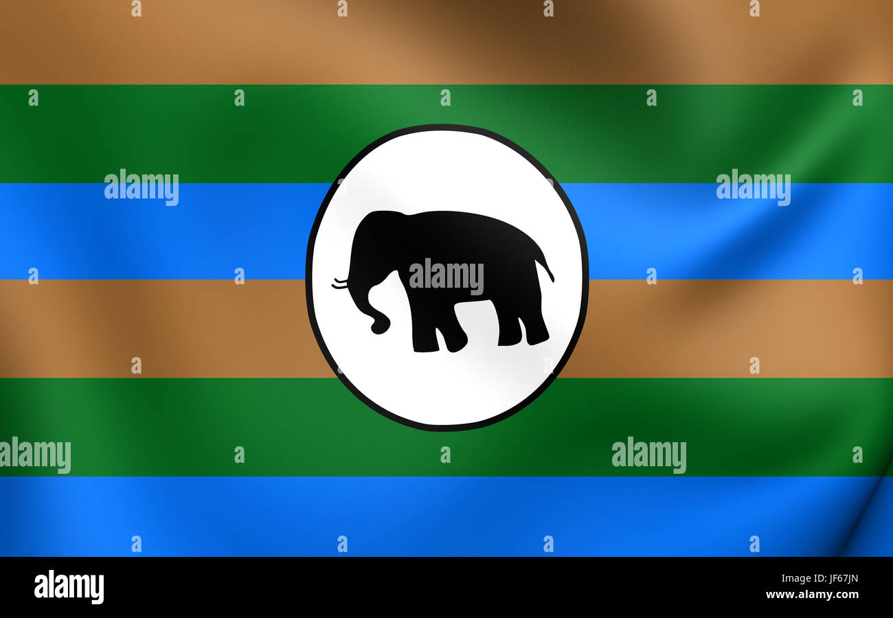 3D Flag of the Acholi Kingdom. Stock Photo