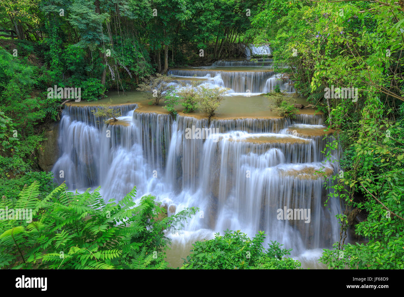 Deep forest Waterfall in Kanchanaburi province, Thailand Stock Photo ...