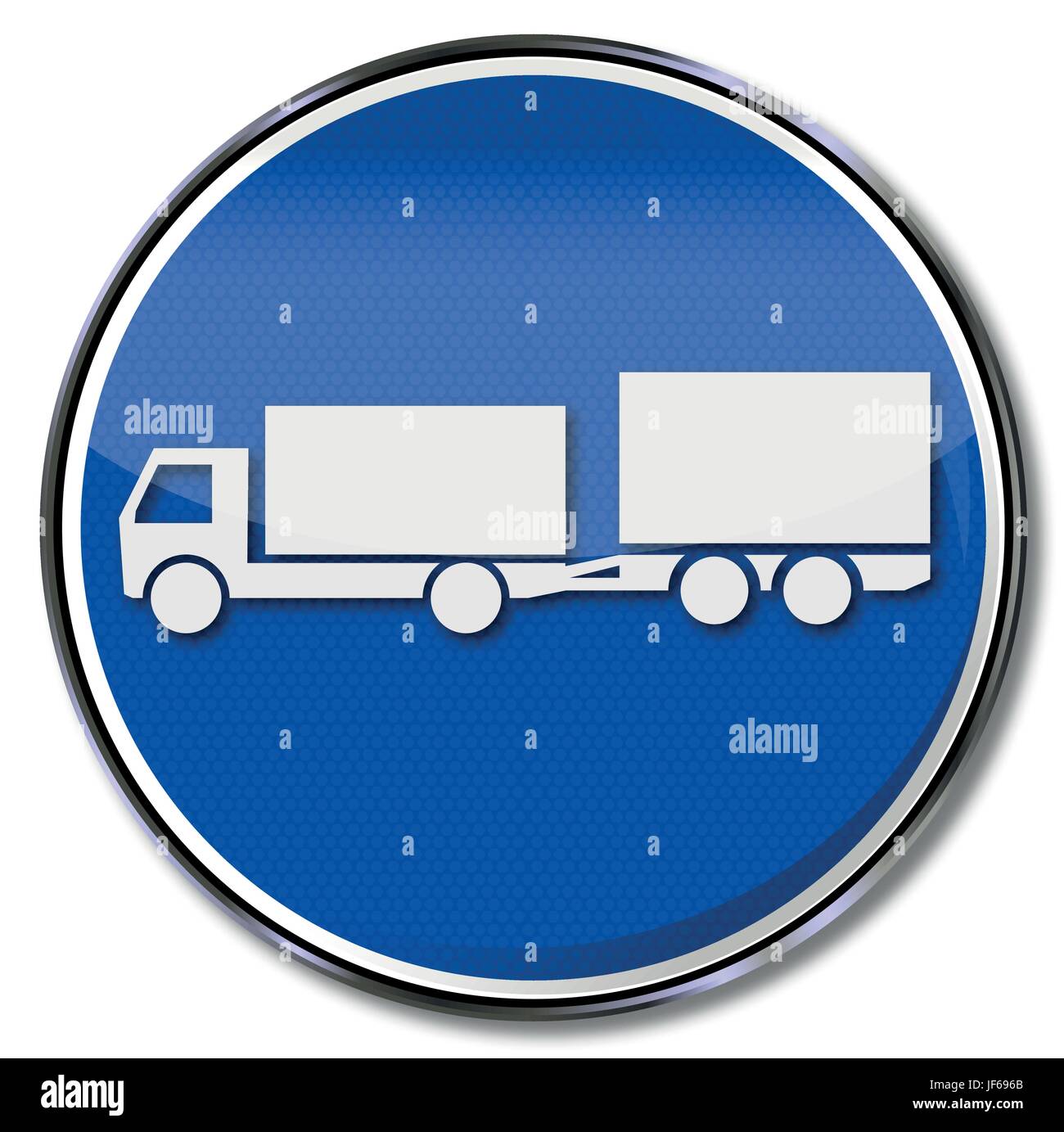 blue shield with truck with uniaxial trailer Stock Vector