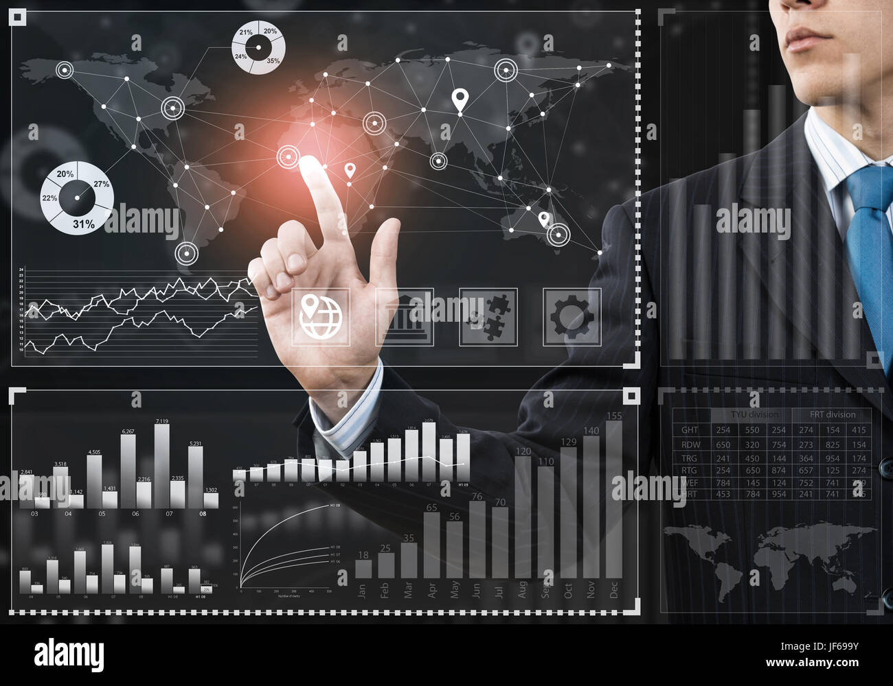 Businessman Back View Hand Touch High Resolution Stock Photography and ...