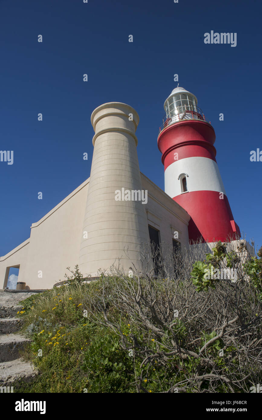 L'Agulhas Lighthouse from the side Stock Photo