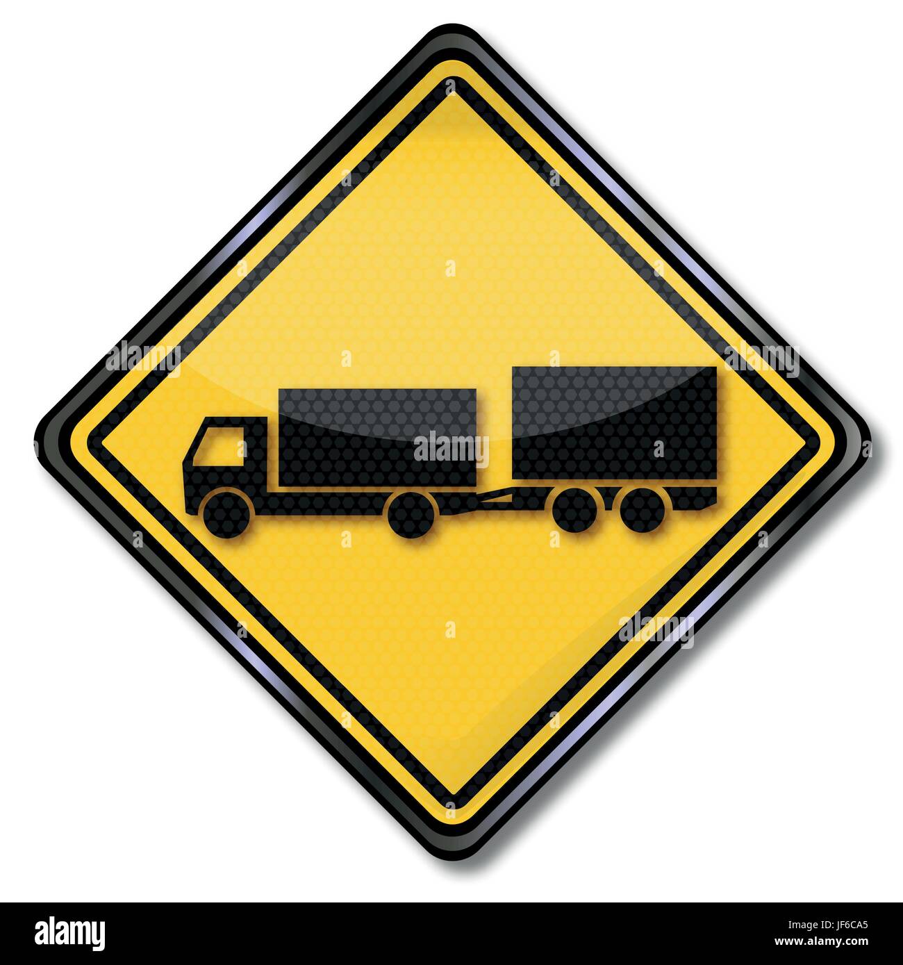 sign with truck and trailer biaxial Stock Vector