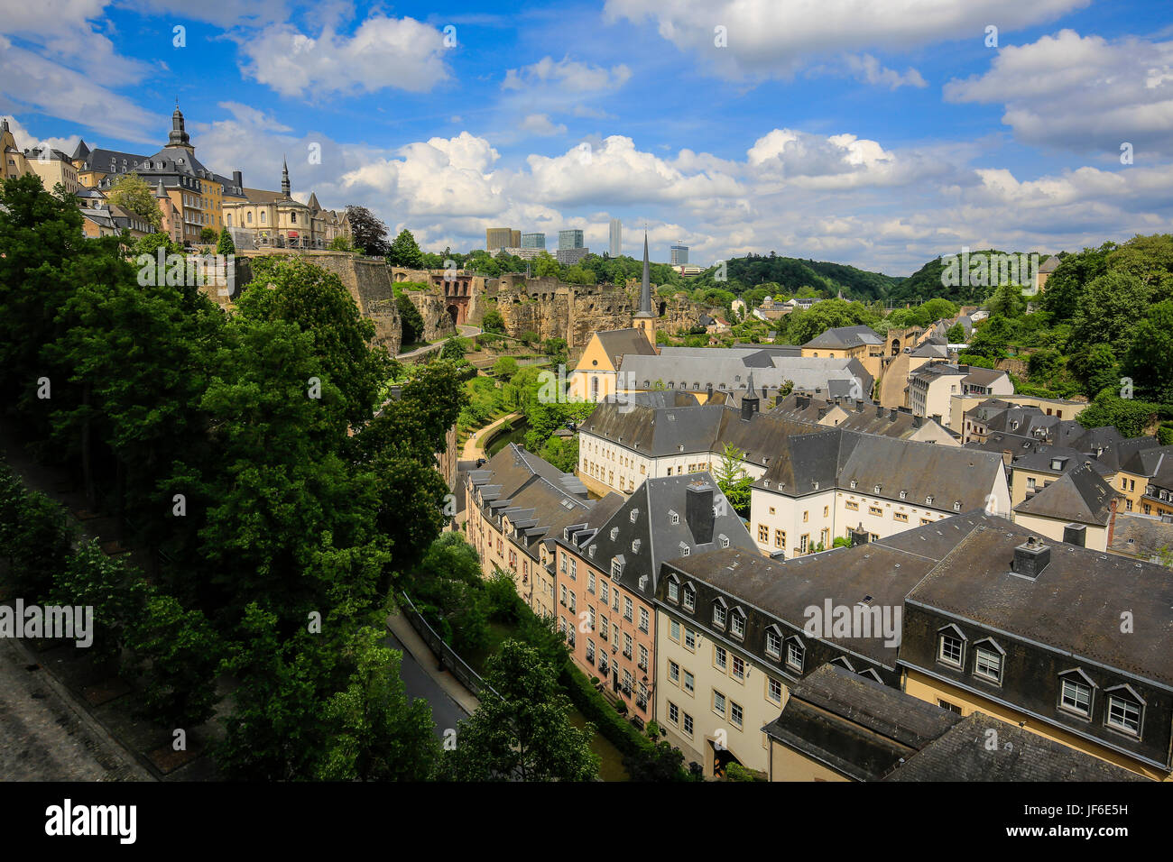 Lower town, District Grund, Luxembourg City, Grand Duchy of Luxembourg, Europe, Unterstadt Grund, Luxemburg Stadt, Gro§herzogtum Luxemburg, Europa Stock Photo