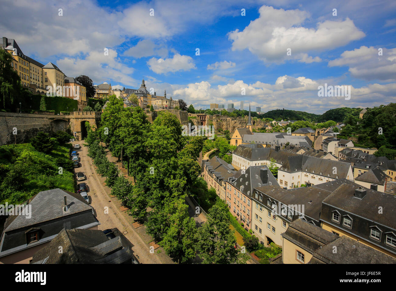 Lower town, District Grund, Luxembourg City, Grand Duchy of Luxembourg, Europe, Unterstadt Grund, Luxemburg Stadt, Gro§herzogtum Luxemburg, Europa Stock Photo