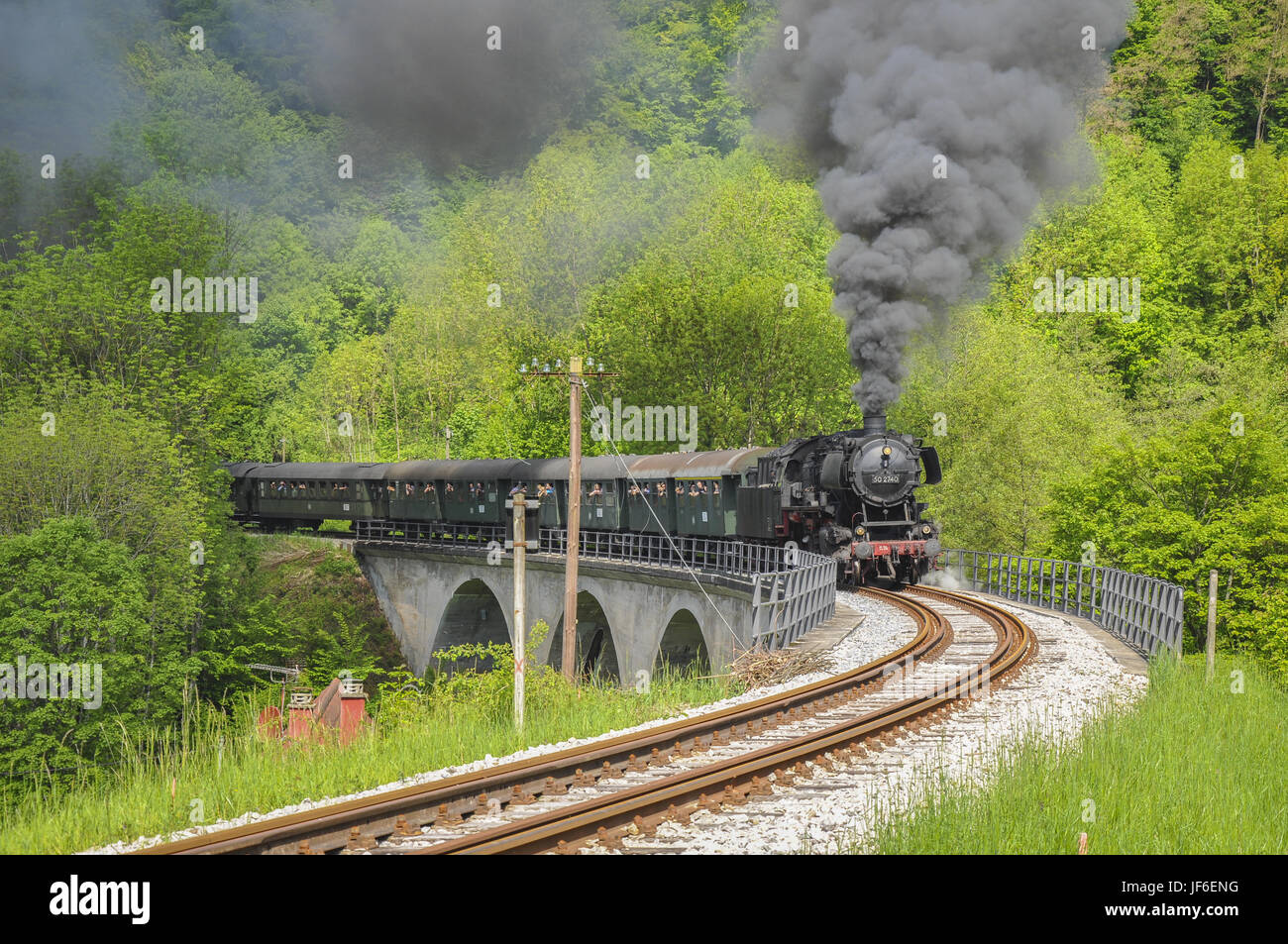 Steam Train in the Swabian Forest, Germany Stock Photo