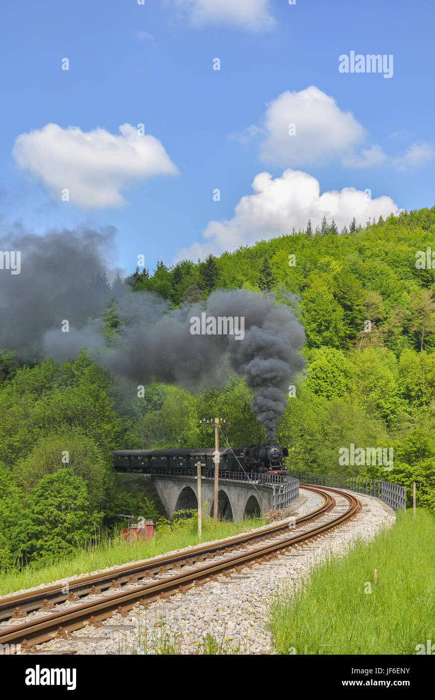 Steam Train in the Swabian Forest, Germany Stock Photo