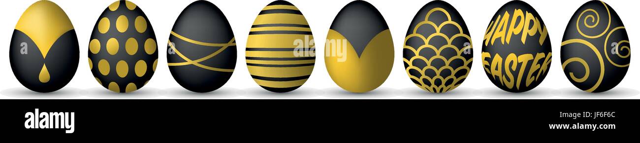 easter eggs in black and gold Stock Vector