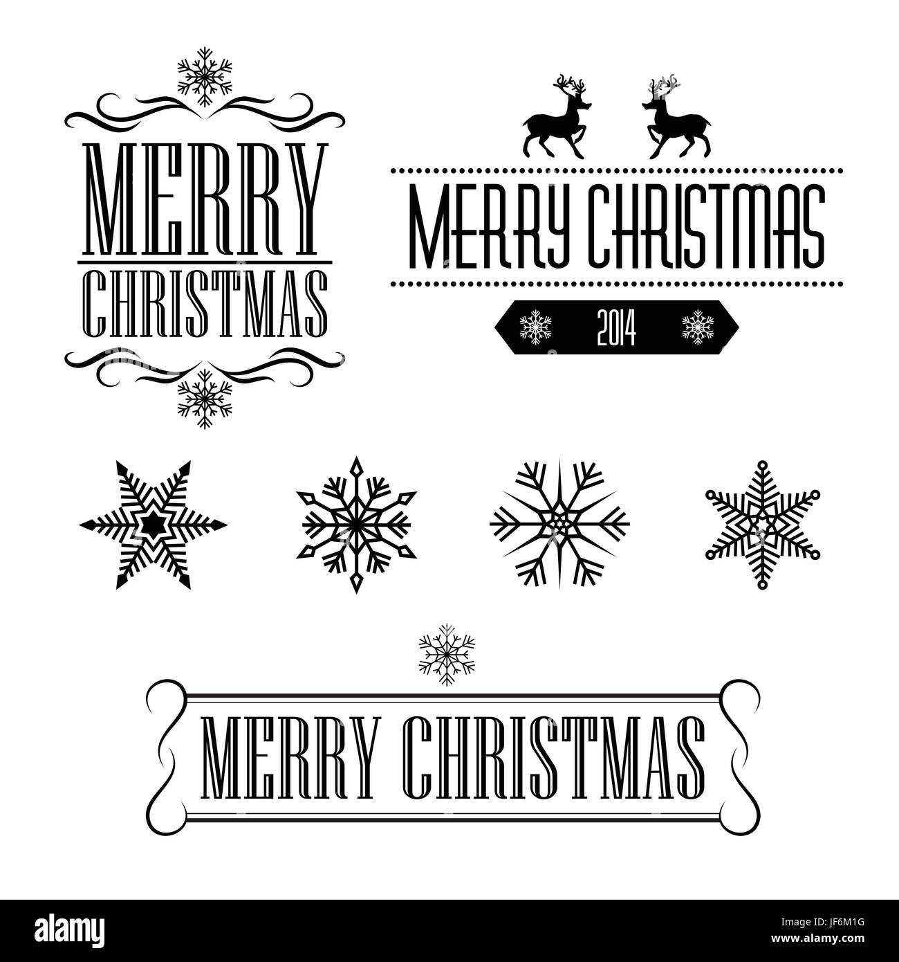 snowflakes, christmas, decorative, sign, reindeer, frame, border
