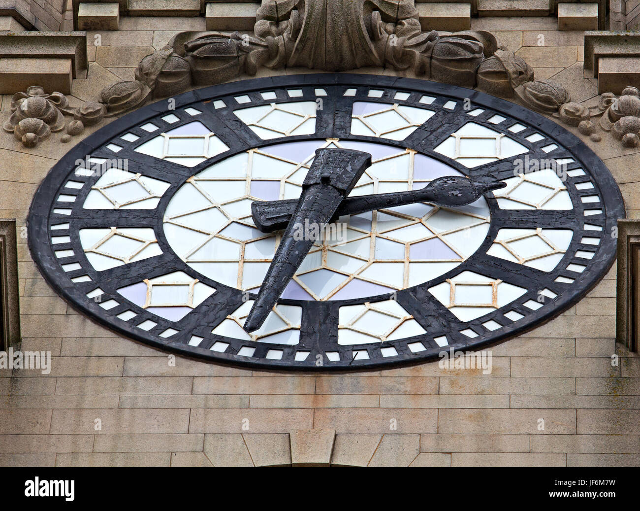 Extreme close up of the Liver Building Clock face in Liverpool UK Stock