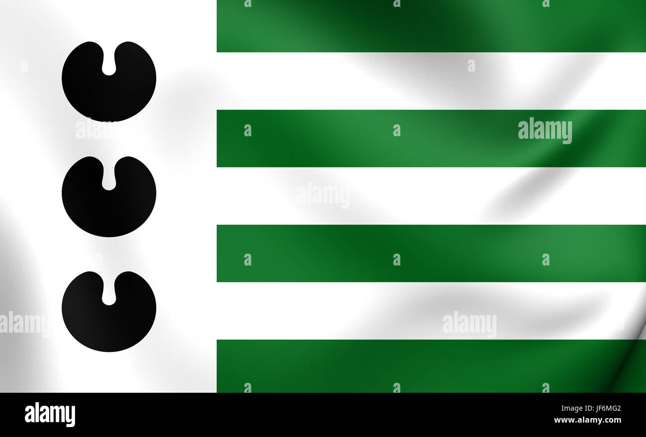 3D Flag of the Bloemendaal, Netherlands. Stock Photo