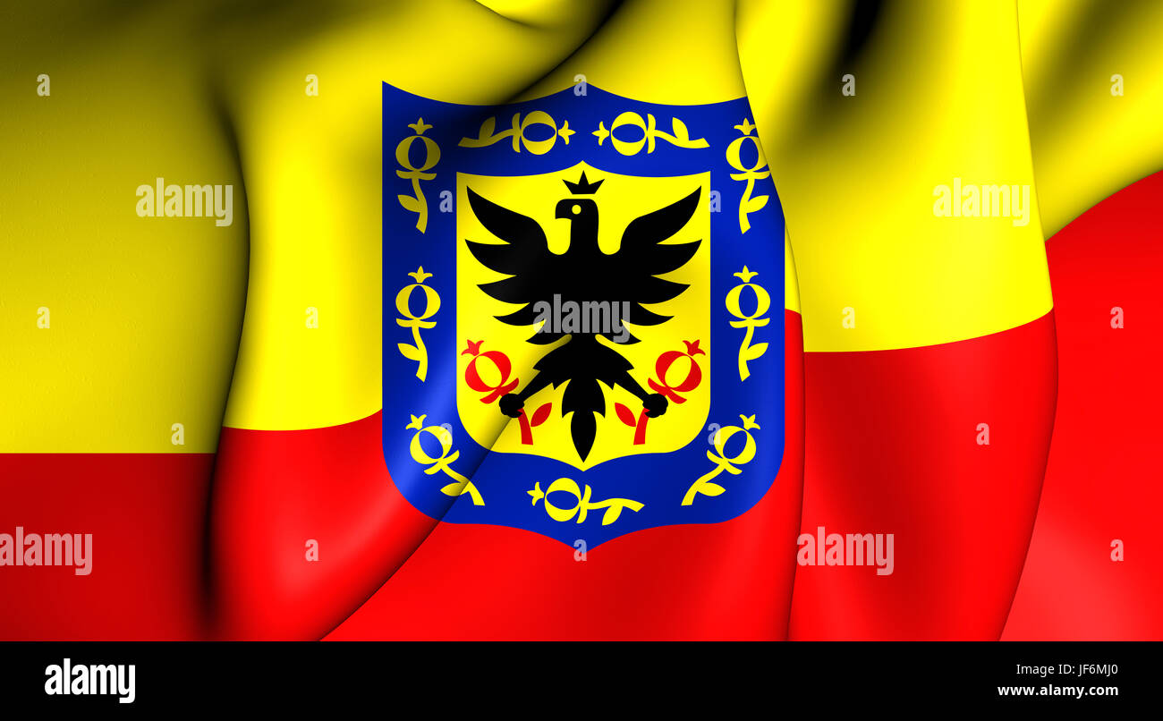 3D Flag of the Bogota, Colombia. Stock Photo