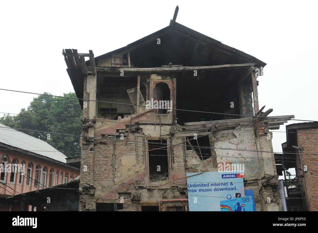 Ruined building Srinagar, jammu Kashmir, india, asia Stock Photo