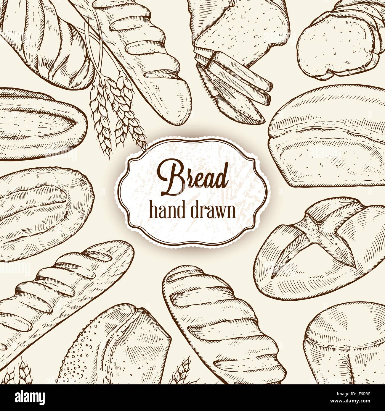 Vector bakery retro background with place for text. Vintage hand drawn ...