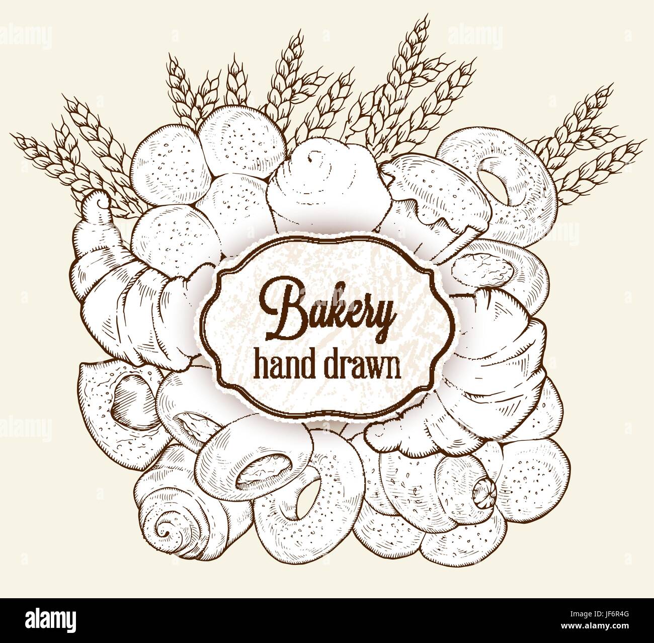 Vector bakery retro background with place for text. Vintage hand drawn ...