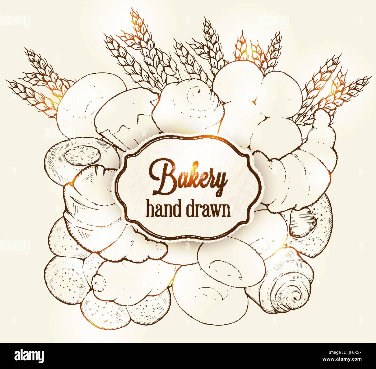 Vector bakery retro background with place for text. Vintage hand drawn ...