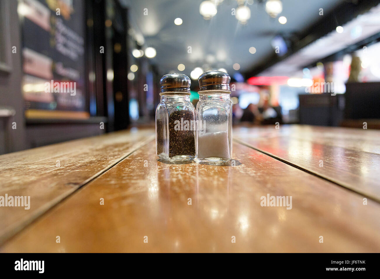 Salt and Pepper Shakers in a colourful diner Stock Photo Alamy