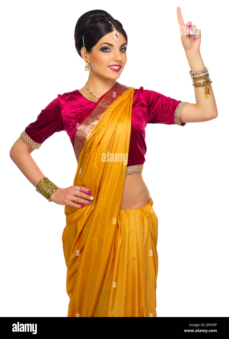 Indian young woman isolated on white Stock Photo - Alamy