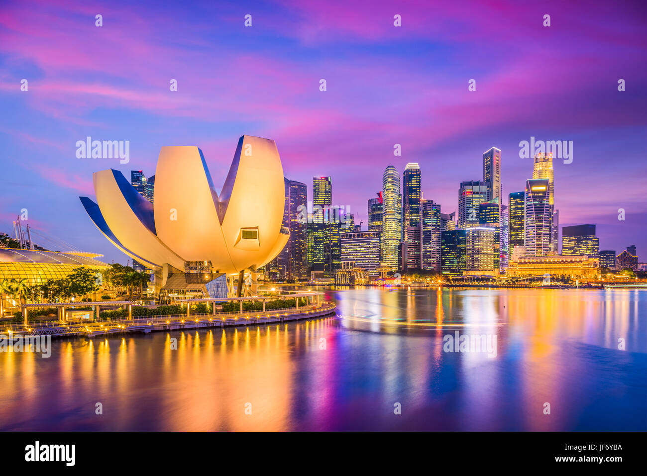 Singapore city skyline on the marina. Stock Photo