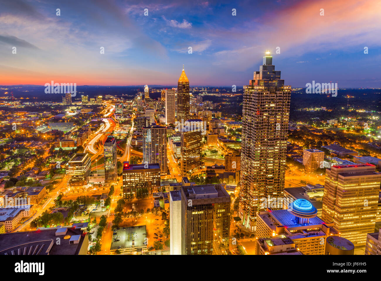 Atlanta, Georgia, USA downtown skyline at dusk. Stock Photo