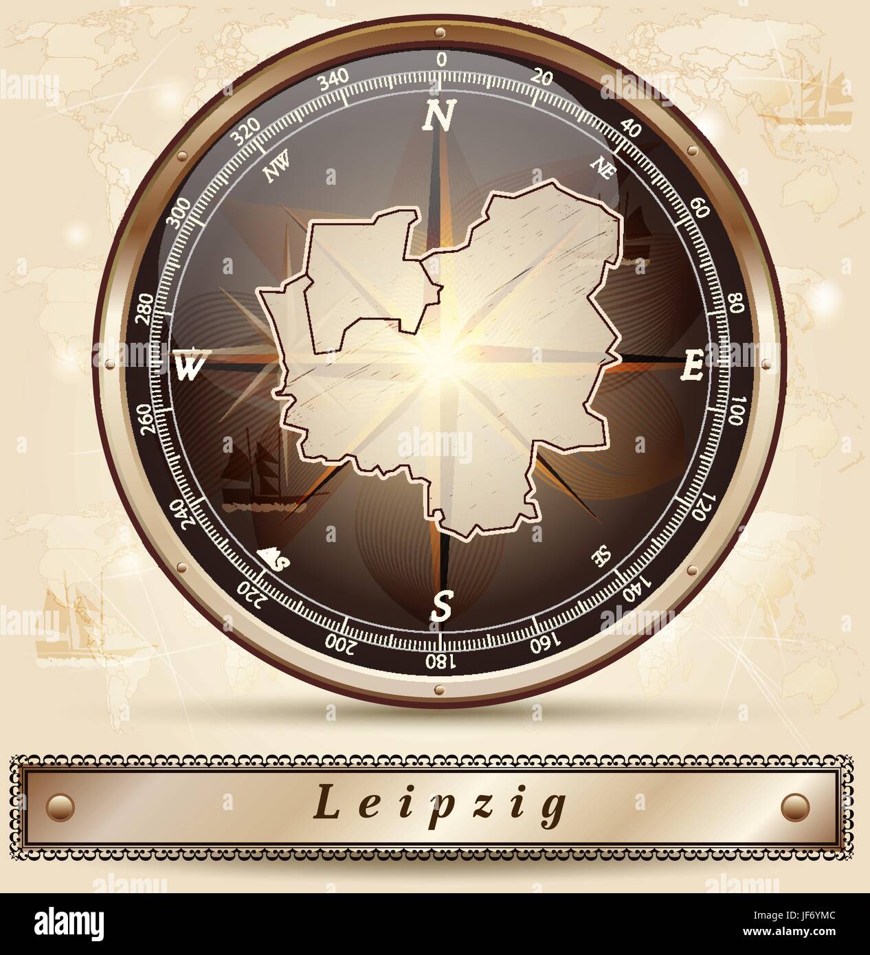 Leipzig, card, atlas, map of the world, map, illustration, saxony, Leipzig, Stock Vector