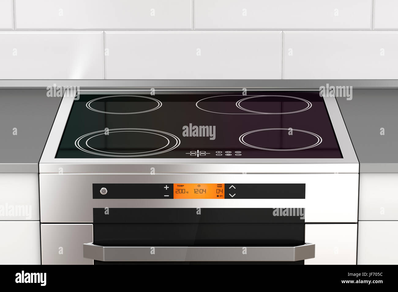 Modern electric stove with induction cooktop in the kitchen Stock Photo -  Alamy