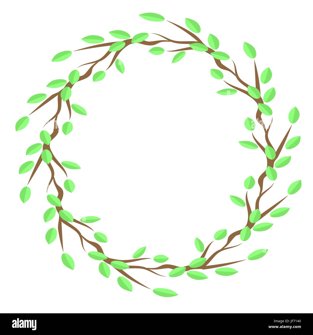 Summer Green Leaves Frame Isolated on White Background Stock Vector ...