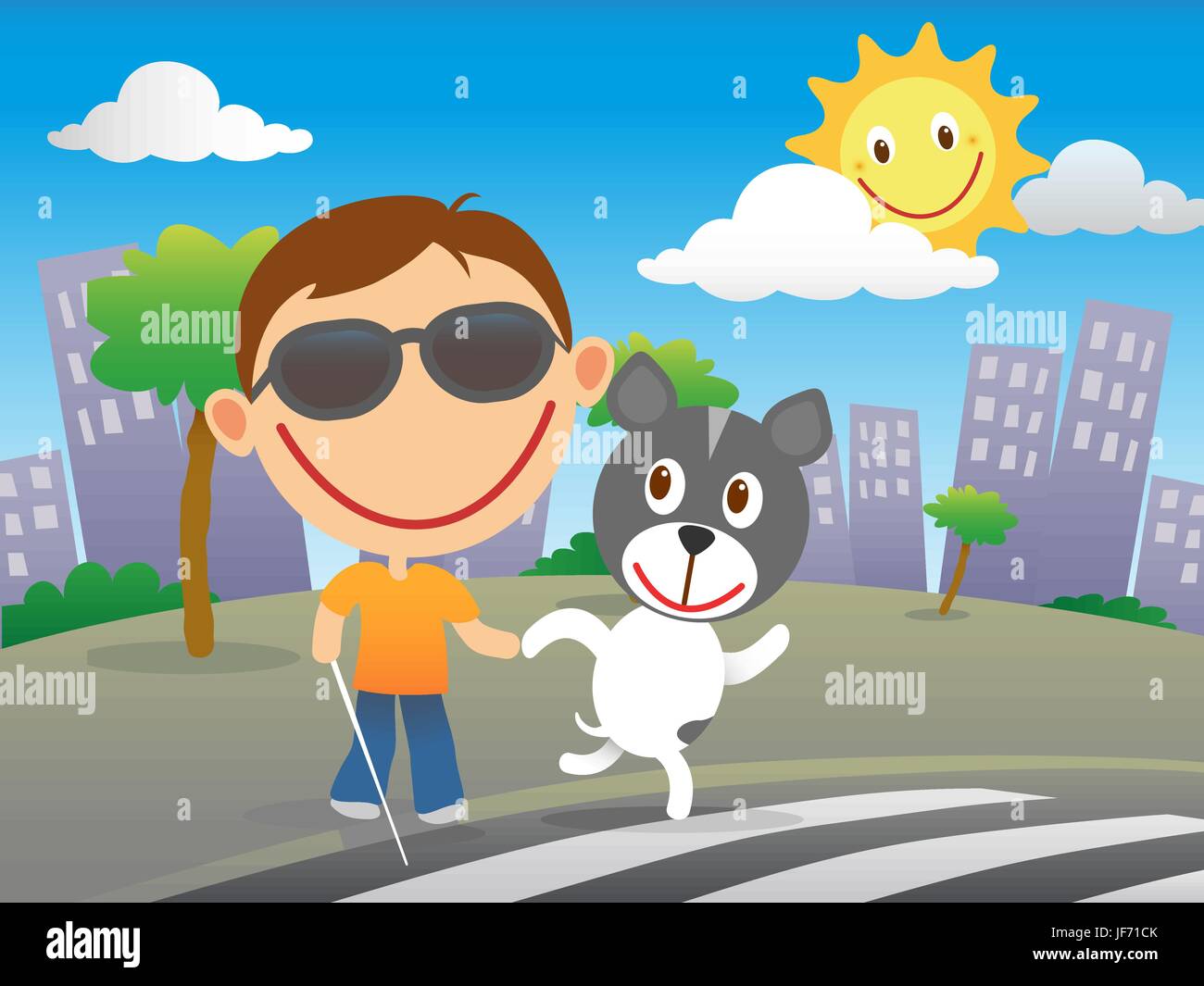Happy blind child with his guide dog Stock Vector Image & Art Alamy