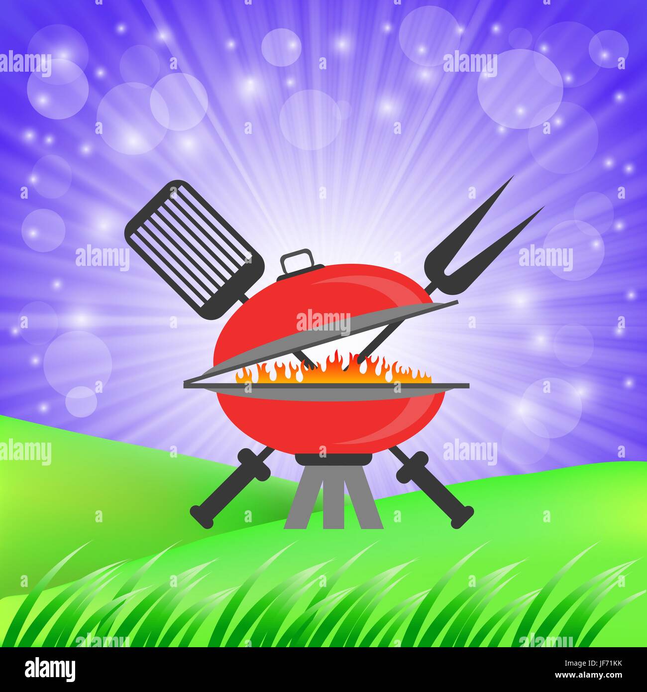 Barbeque Icon on Spring Blue Sky Background Stock Vector Image & Art ...