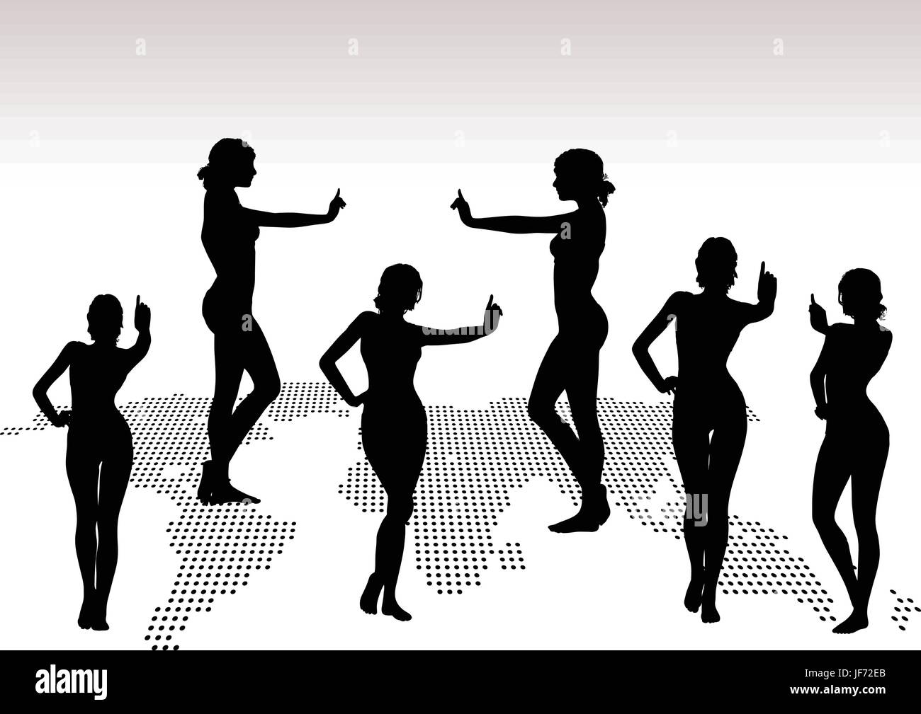 woman silhouette with hand gesture finger pointing upwards Stock Vector