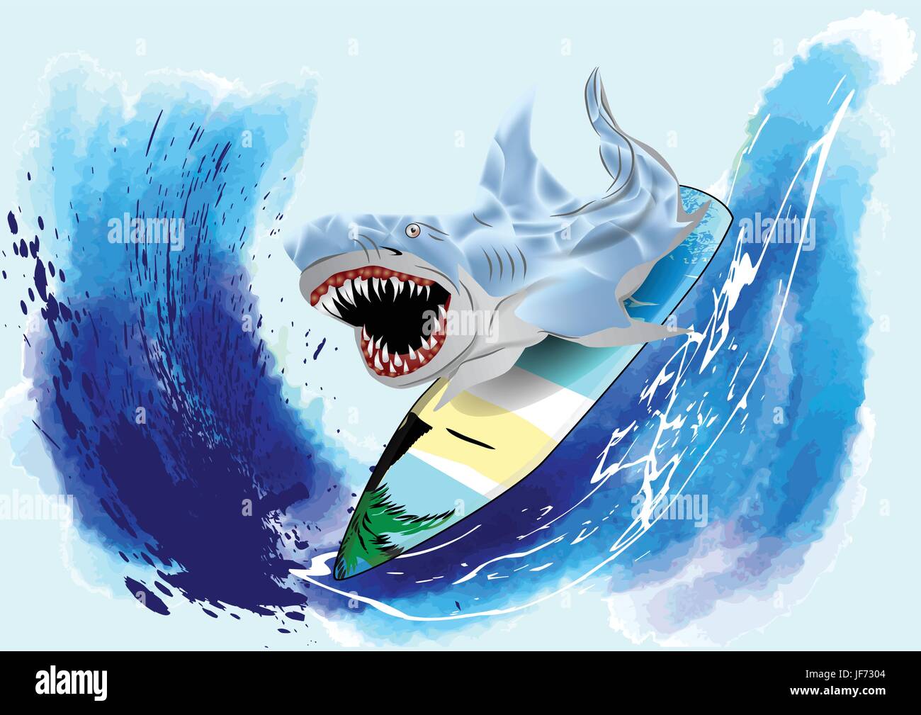Surfing Shark Stock Vector Art Illustration Vector Image