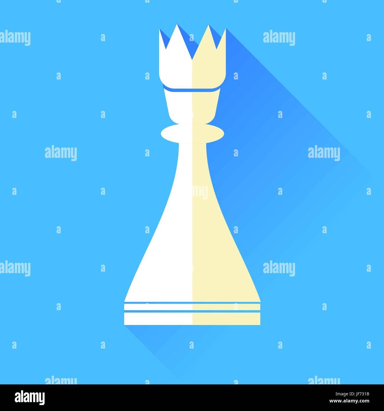 White Queen Chess Icon Isolated on Blue Background Stock Vector