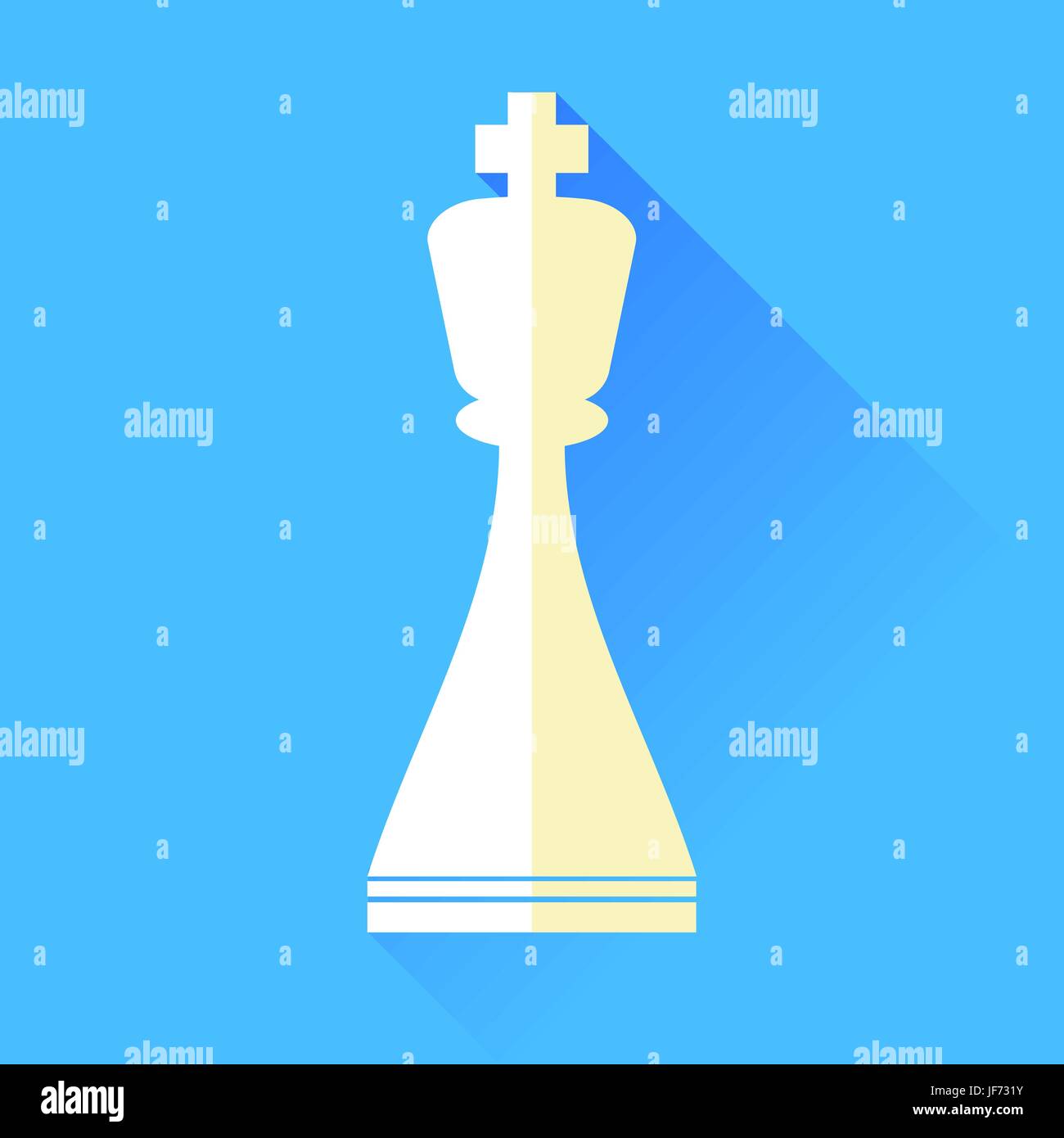 King Chess Icon Isolated on Blue Background Stock Vector