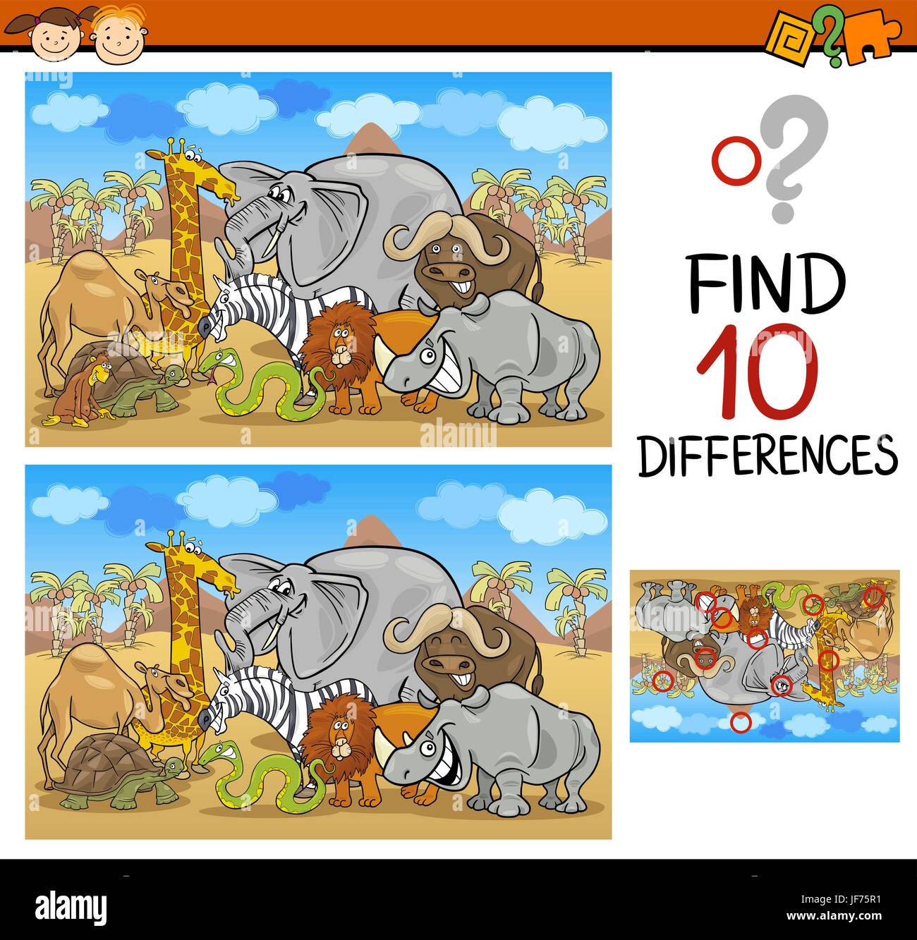 education, animals, illustration, puzzle, find, cartoon, differences, spot  Stock Vector Image & Art - Alamy