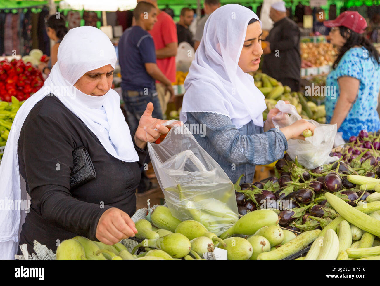 Market day in Daliyat El Karmel, a Druze town on Carmel Mountain, in the Haifa District of Israel. Stock Photo