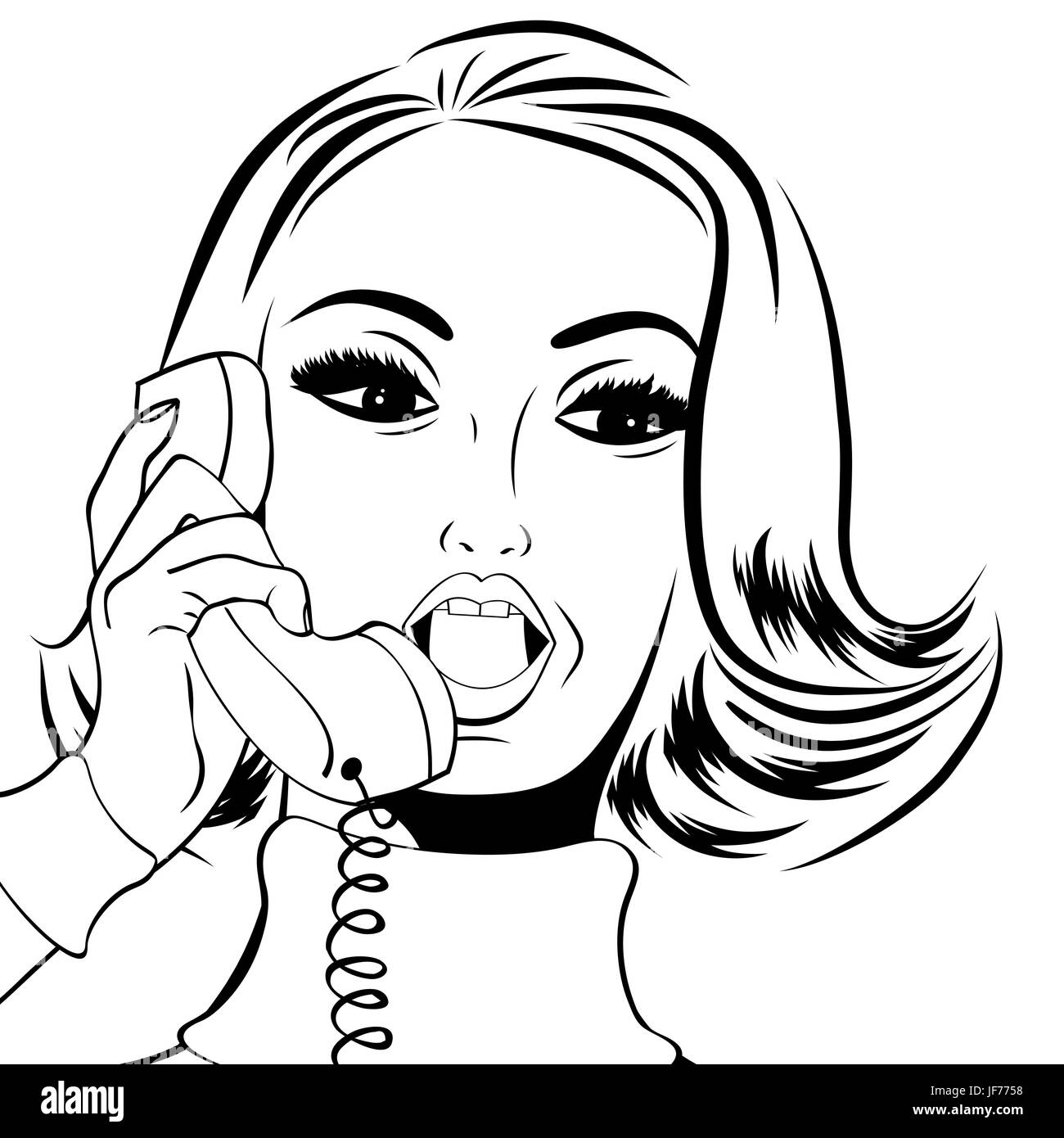 Retro phone person talk Black and White Stock Photos & Images Alamy