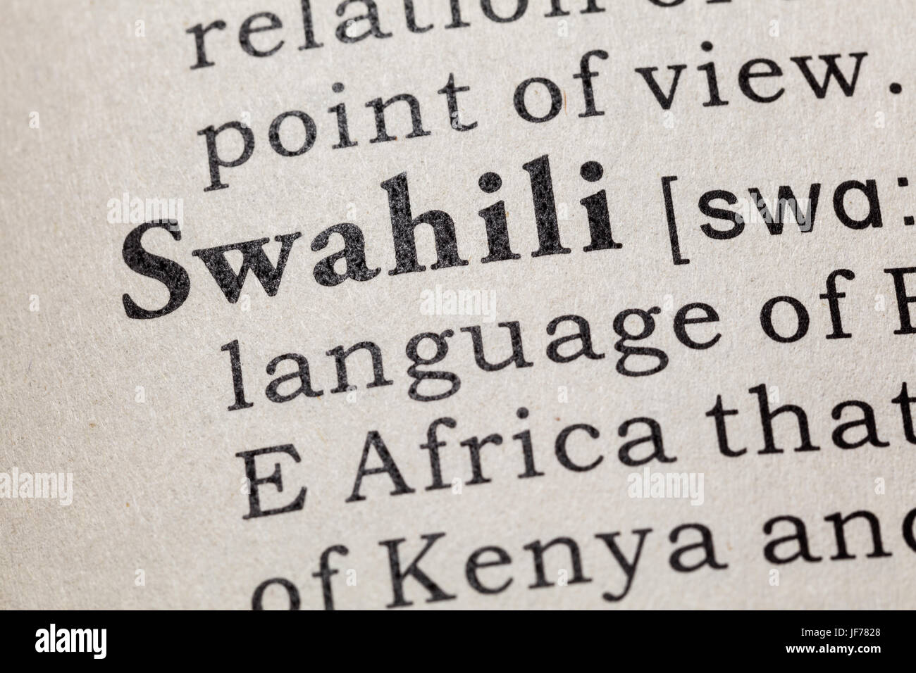 Fake Dictionary, Dictionary definition of the word Swahili. including