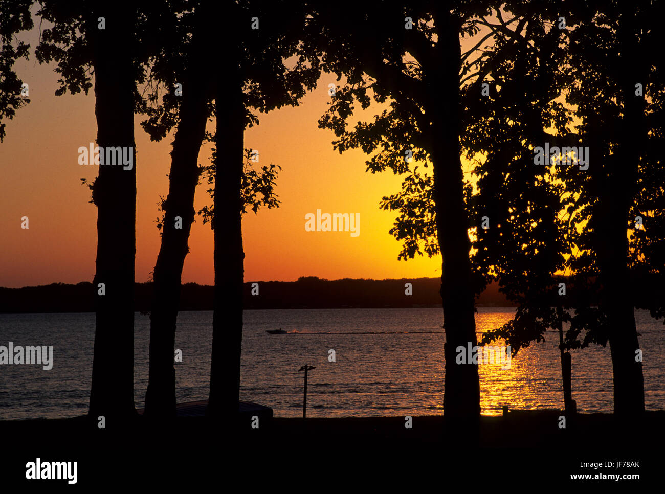 Okoboji Lake sunset, Pillsbury Point Access, Okoboji, Iowa Stock Photo