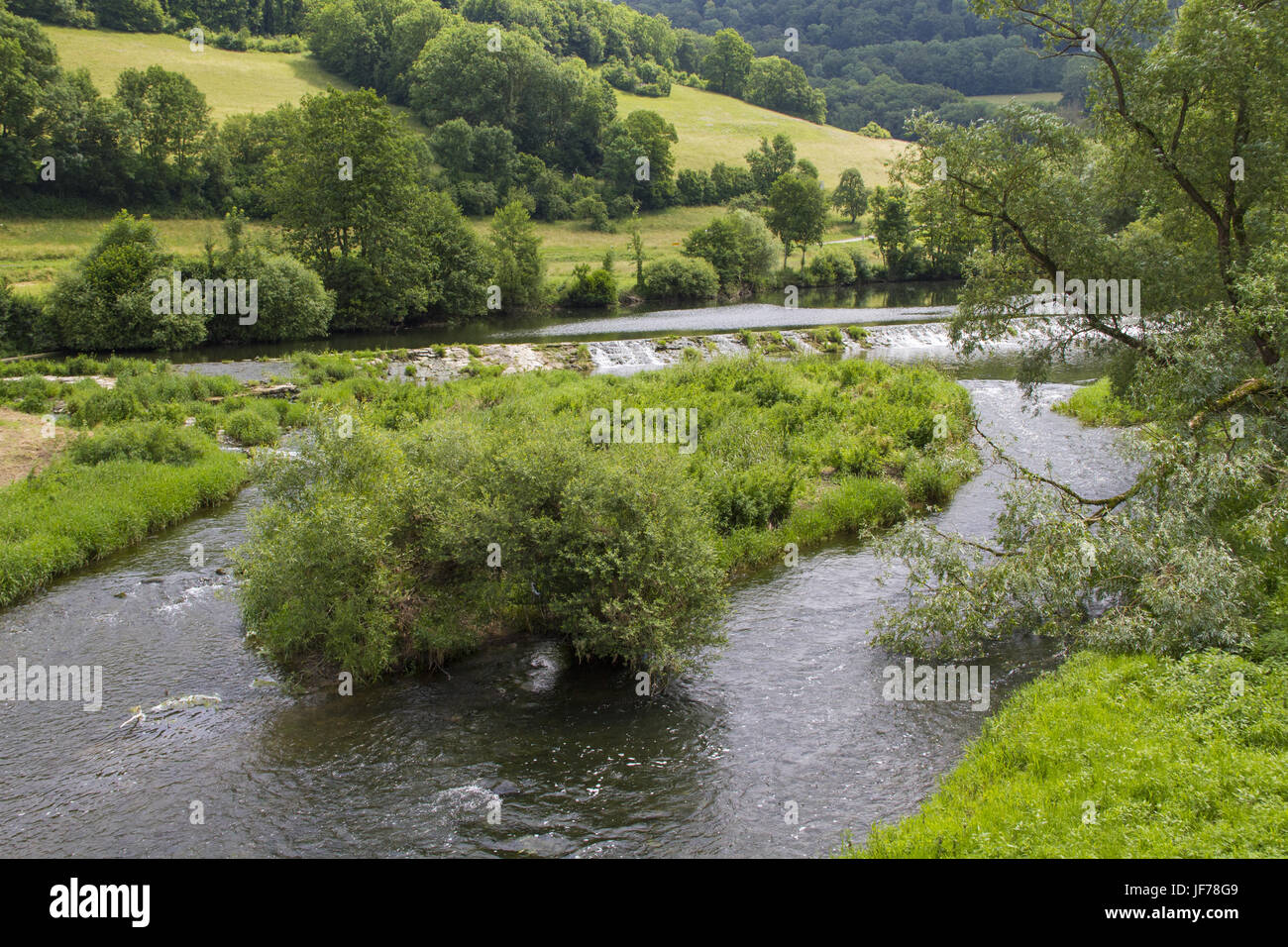 Jagst valley nearby Oberregenbach, Germany Stock Photo