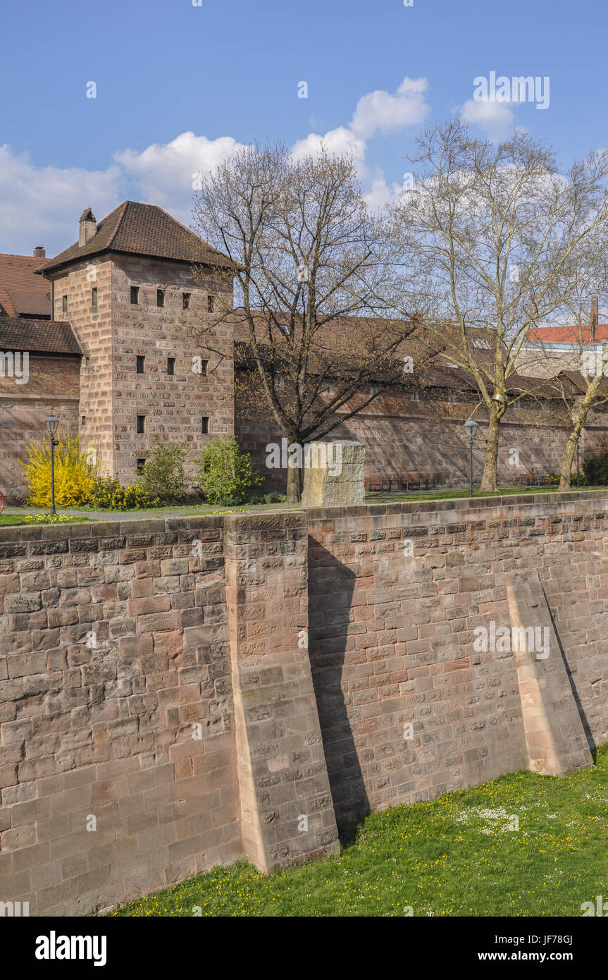 Historic town wall in Nuremberg, Germany Stock Photo