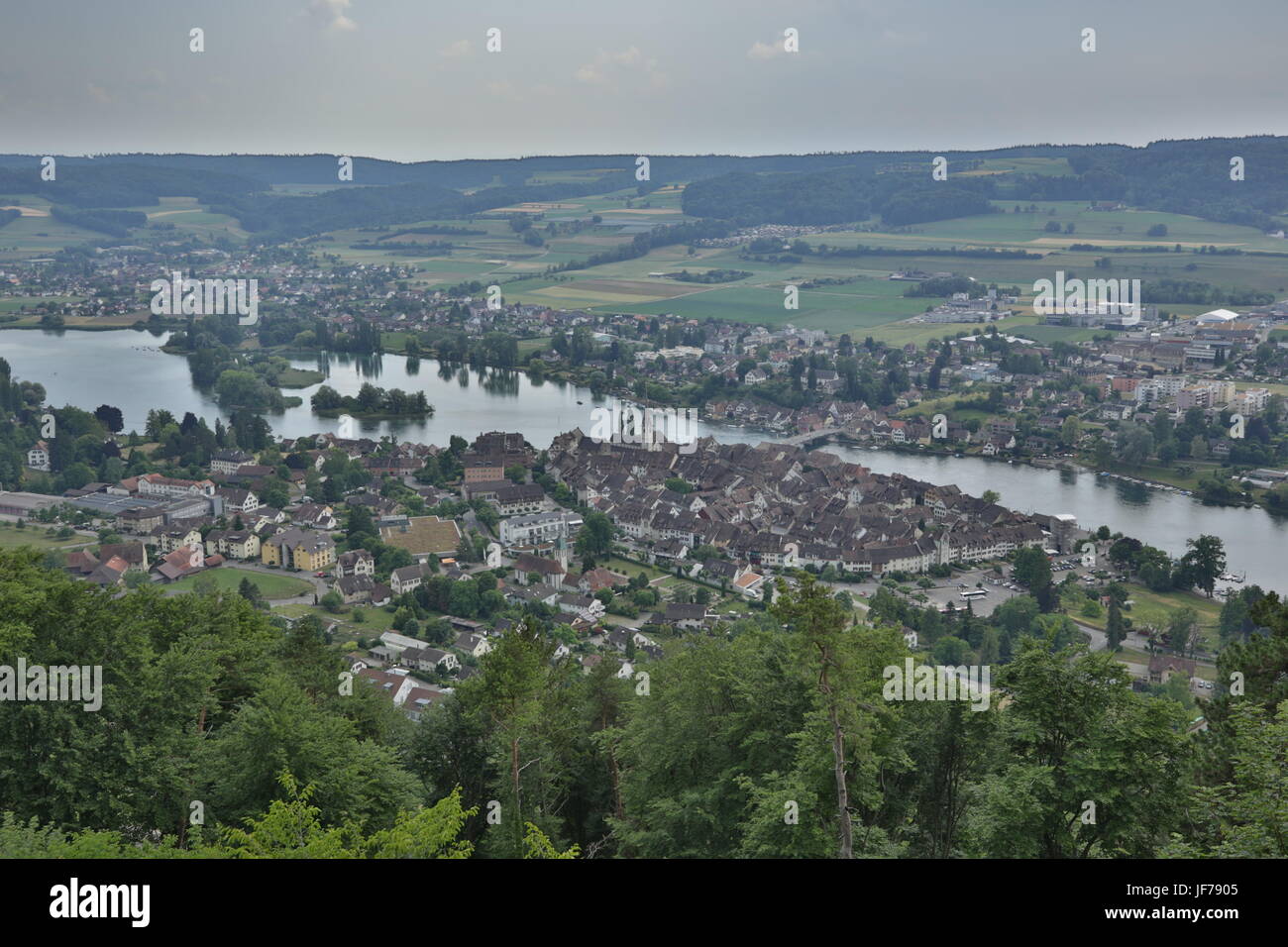 Stein am Rhein, Switzerland, Aerial View Stock Photo